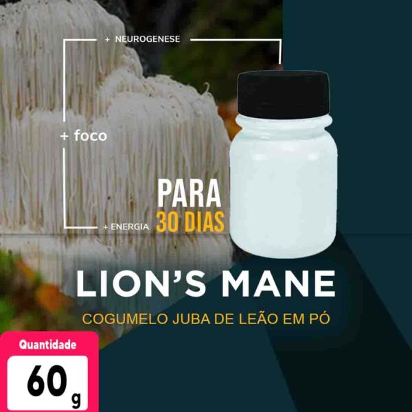 Lions Mane em Pó 60g  | Aumente sua Performance Mental